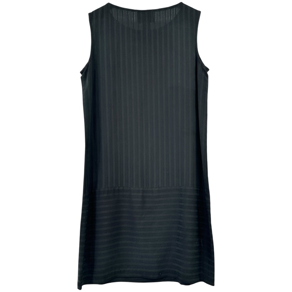 Eileen Fisher Black Striped Lightweight Sleeveless Minimal Silk Mini Dress sz S - Picture 2 of 5